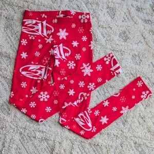 Girls' Holiday Red Snowflake Leggings